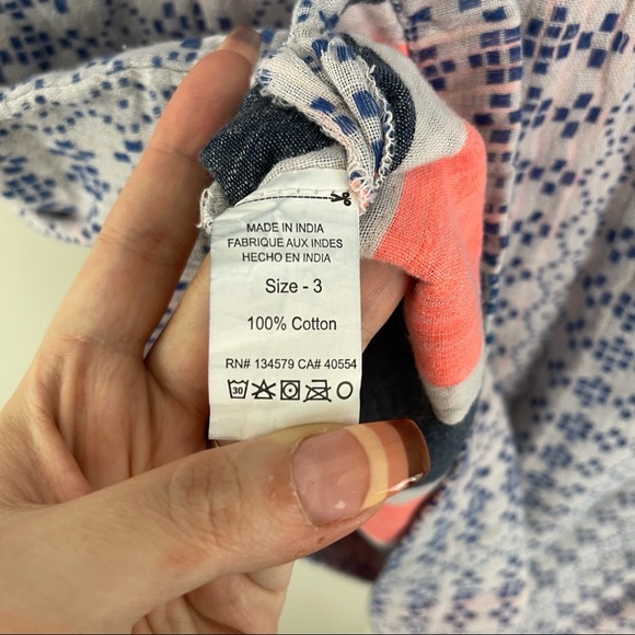 SUNDRY Coral Pink Blue Grey Colorblock Stitch Geo-Stripe Tunic Top NEW - Picture 11 of 11